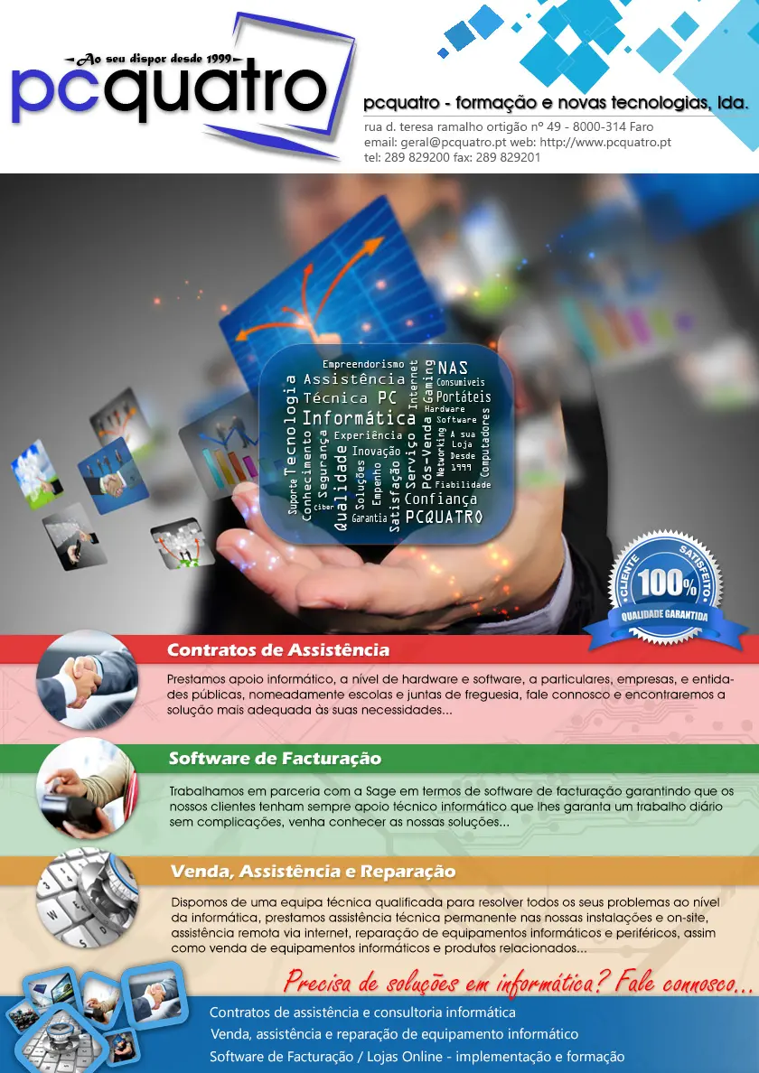 Venda e reparação de PCs, contratos de assistência e suporte a software de gestão de Juntas de Freguesia e faturação empresarial